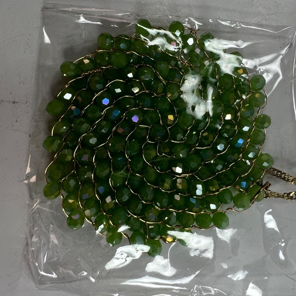Unbranded Beaded Pendant Necklace Womens OS Green New Gold Tone Wire Wrapped - Picture 6 of 9